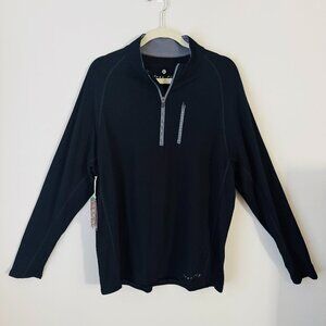 NWT Free Fly Performance Apparel Bamboo Fleece Quarter Zip Mens L Black Zip Ches